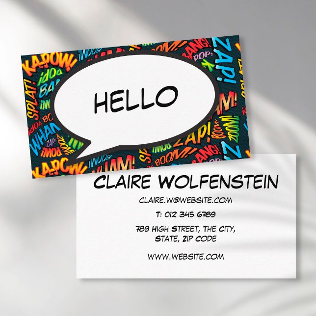 Tarjeta De Visita HELLO Speech Bubble Fun Retro Comic Book (Subido por el creador)
