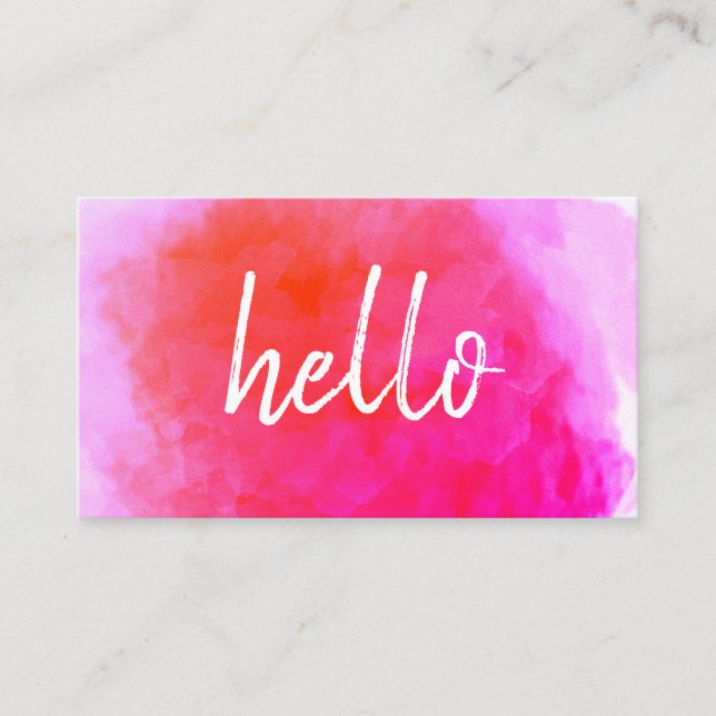 Tarjeta De Visita Hello Watercolor Vibrant (Anverso)