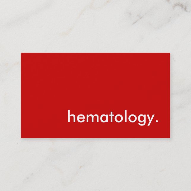 Tarjeta De Visita hematología. (Anverso)