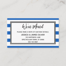 Tarjeta De Visita "Hemos movido" franjas horizontales azules y blanc