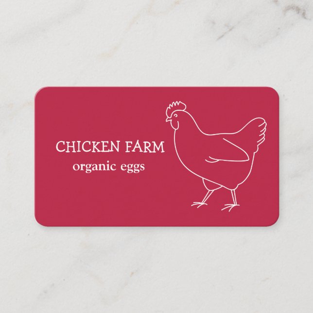 Tarjeta De Visita Hen Farmer Huevos Pollo Magenta (Anverso)