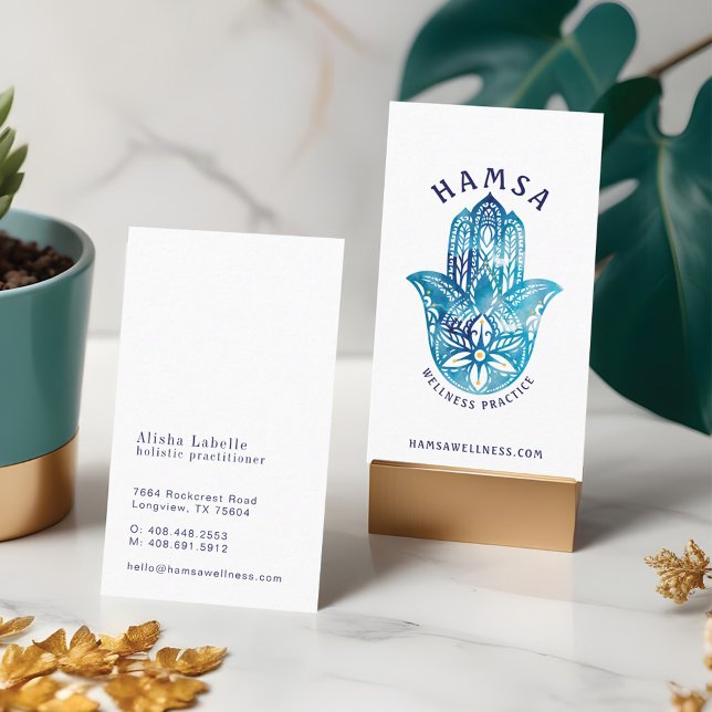 Tarjeta De Visita Henna Hamsa Wellness Mano decorativa holística (Henna Hamsa Wellness Holistic Decorative Hand Business Card)