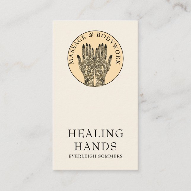 Tarjeta De Visita Henna Massage Healing Arts Hands Business Card (Anverso)