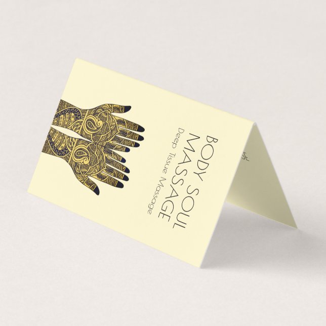 Tarjeta De Visita Henna Mehndi Mands Masajista práctica terapéutica (Anverso)