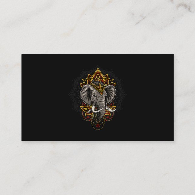 Tarjeta De Visita Henna Stylish Artistic Elephant Lover Wildlife Ele (Anverso)