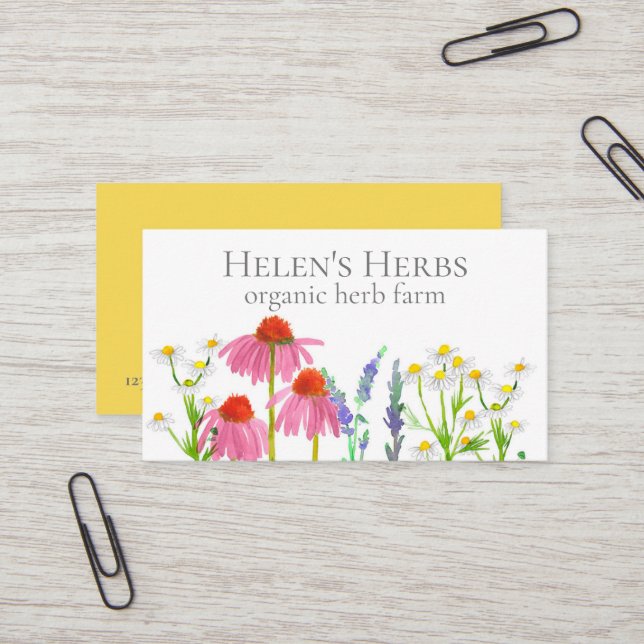 Tarjeta De Visita Herb Farm Echinacea Medicina Culinaria (Anverso/Reverso In Situ)