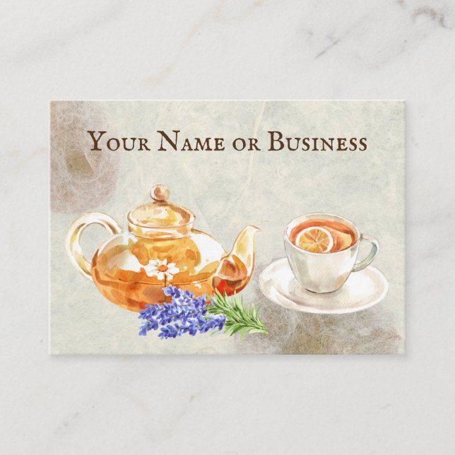 Tarjeta De Visita Herbal Tienda de Té de Estilo Natural (Anverso)