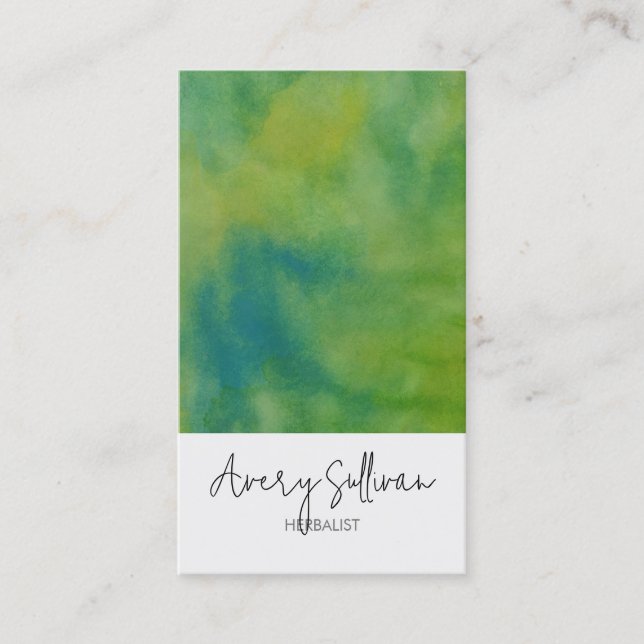 Tarjeta de visita Herbalist Green Watercolor (Anverso)