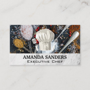Tarjeta De Visita Herbs Spices   Gorra y herramientas del chef