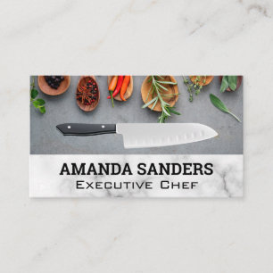 Tarjeta De Visita Herbs Spices   Knife