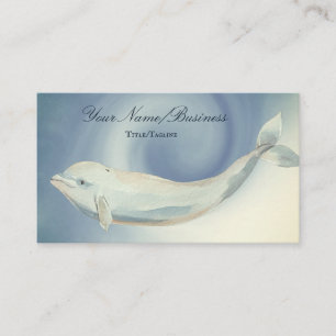 Tarjeta De Visita Hermosa acuarela Beluga Playa del Océano de ballen