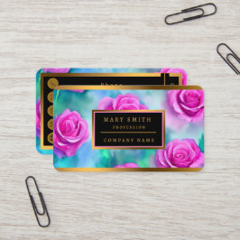 Tarjeta De Visita Hermosa acuarela moderna colección de rosas rosada