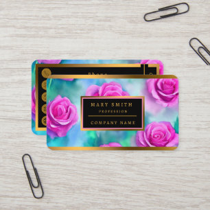 Tarjeta De Visita Hermosa acuarela moderna colección de rosas rosada