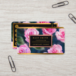 Tarjeta De Visita Hermosa acuarela popular colección de rosas rosas
