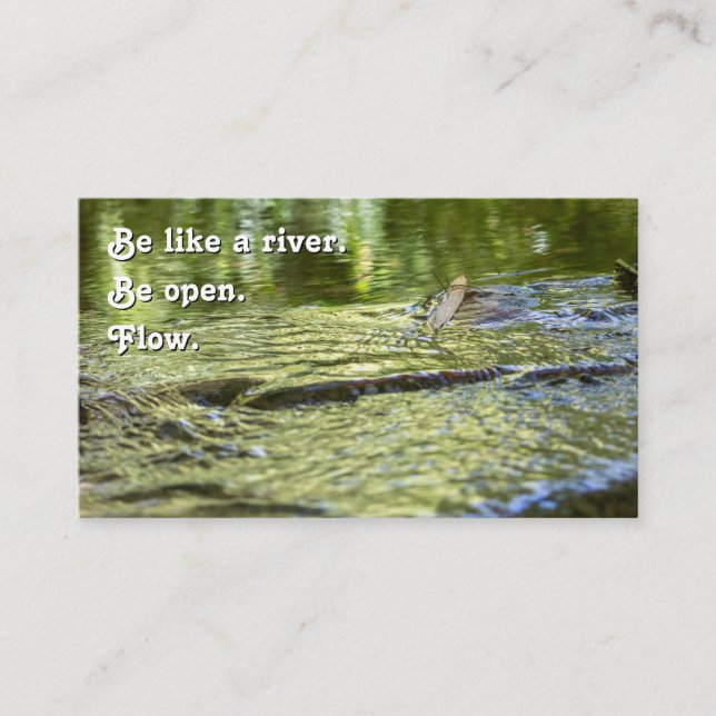 Tarjeta De Visita Hermosa agua fluyendo con cita motivadora (Anverso)