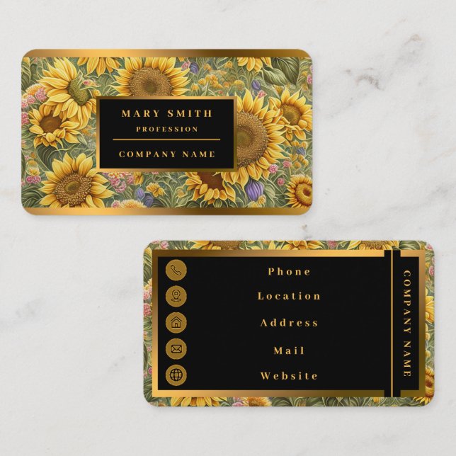 Tarjeta De Visita Hermosa colección de moda de girasol (Anverso / Reverso)