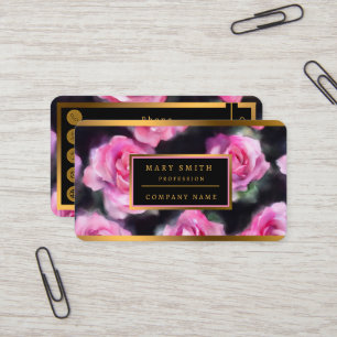 Tarjeta De Visita Hermosa colección de rosas rosa color de agua mode
