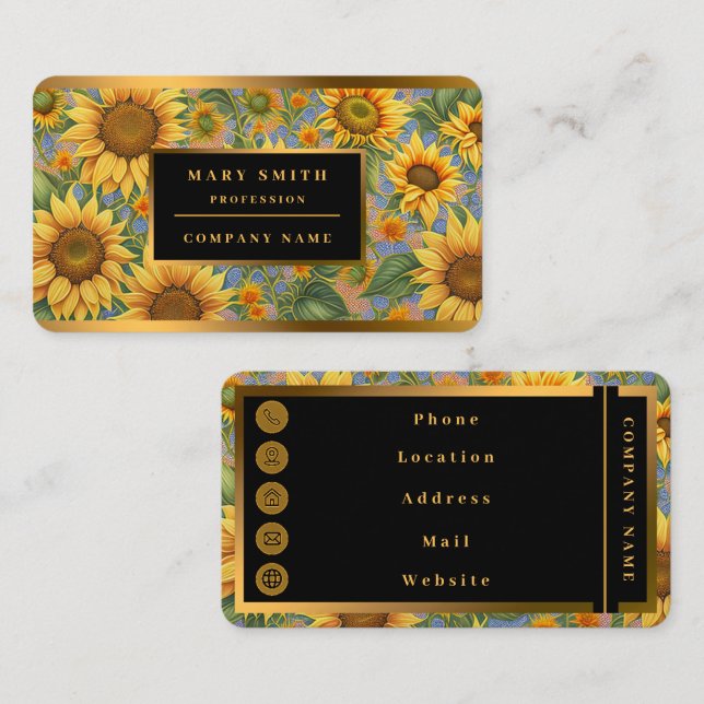 Tarjeta De Visita Hermosa colección popular de girasoles (Anverso / Reverso)