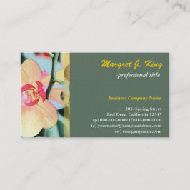 Tarjeta De Visita Hermosa flor de orquídea amarilla verde botánico
