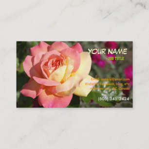 Tarjeta De Visita Hermosa flor de rosa rosa y amarilla