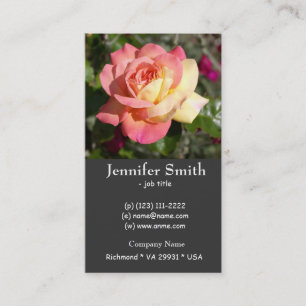 Tarjeta De Visita Hermosa flor de rosa rosa y amarilla