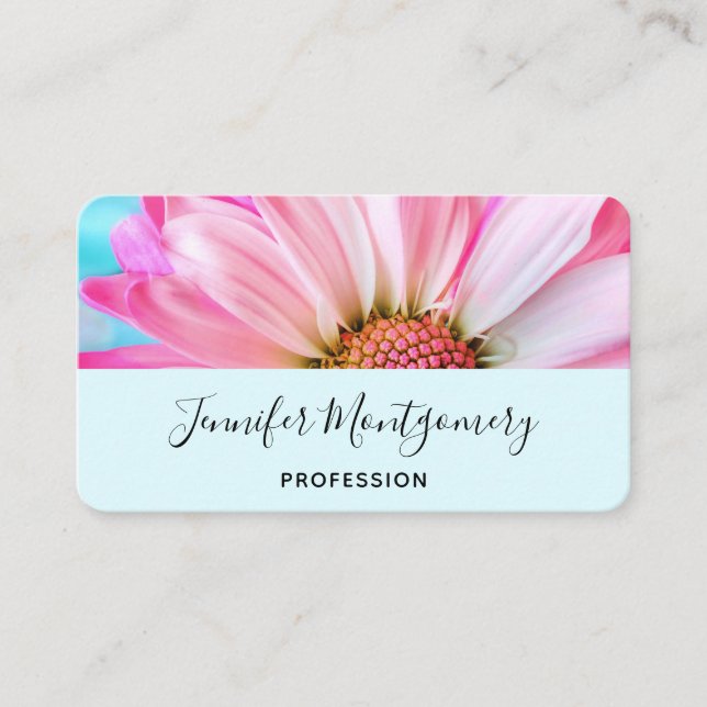 Tarjeta De Visita Hermosa flor rosa cercana foto (Anverso)