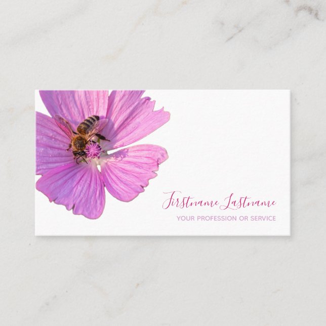 Tarjeta De Visita ¡Hermosa flor rosa violeta en blanco! (Anverso)