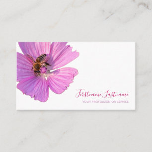 Tarjeta De Visita ¡Hermosa flor violeta rosa florece en blanco!