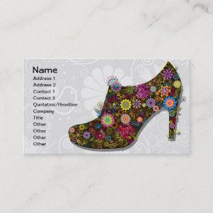 Tarjeta De Visita Hermosa Flor y Retro de zapatos de pájaro