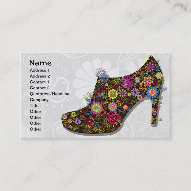 Tarjeta De Visita Hermosa Flor y Retro de zapatos de pájaro (Anverso)