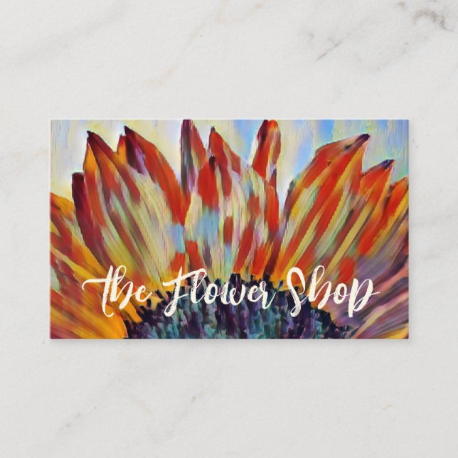 Tarjeta De Visita Hermosa floristería floral de girasol Jardín Códig (Anverso)