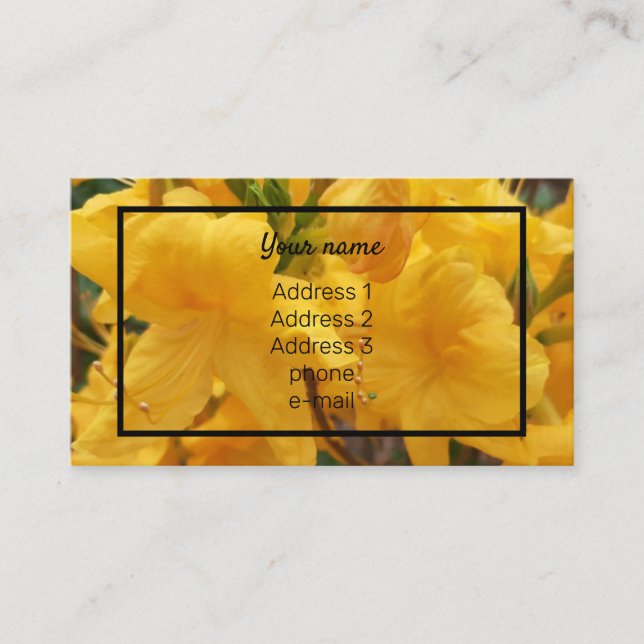 Tarjeta De Visita Hermosa foto de azalea amarilla floral (Anverso)