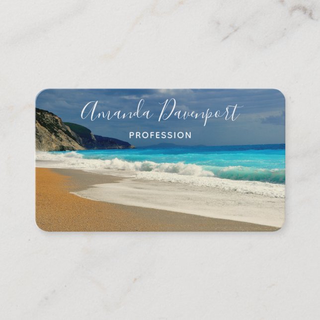 Tarjeta De Visita Hermosa fotografía tropical del mar Turquesa (Anverso)