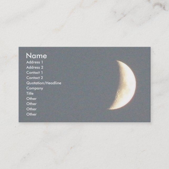 Tarjeta De Visita Hermosa luna creciente Waxing en el Personalizado  (Anverso)