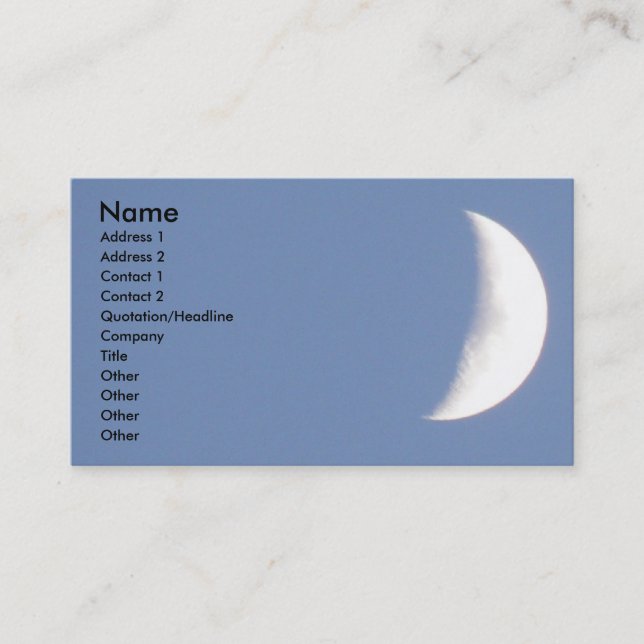 Tarjeta De Visita Hermosa luna creciente Waxing en Personalizado diu (Anverso)