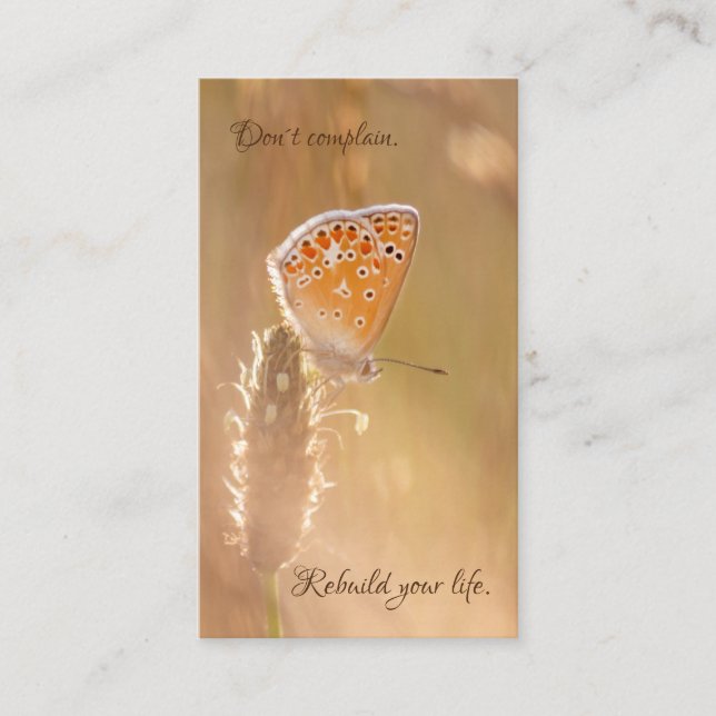 Tarjeta De Visita Hermosa mariposa con cita motivadora (Anverso)