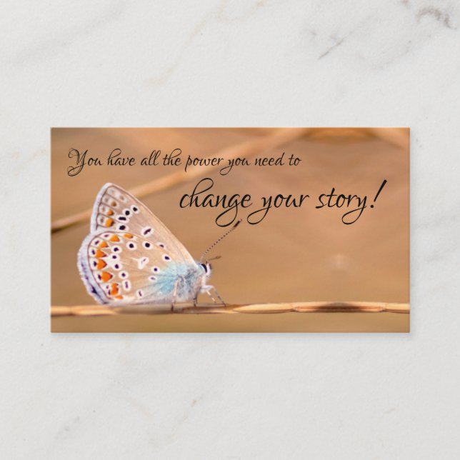 Tarjeta De Visita Hermosa mariposa con cita motivadora (Anverso)