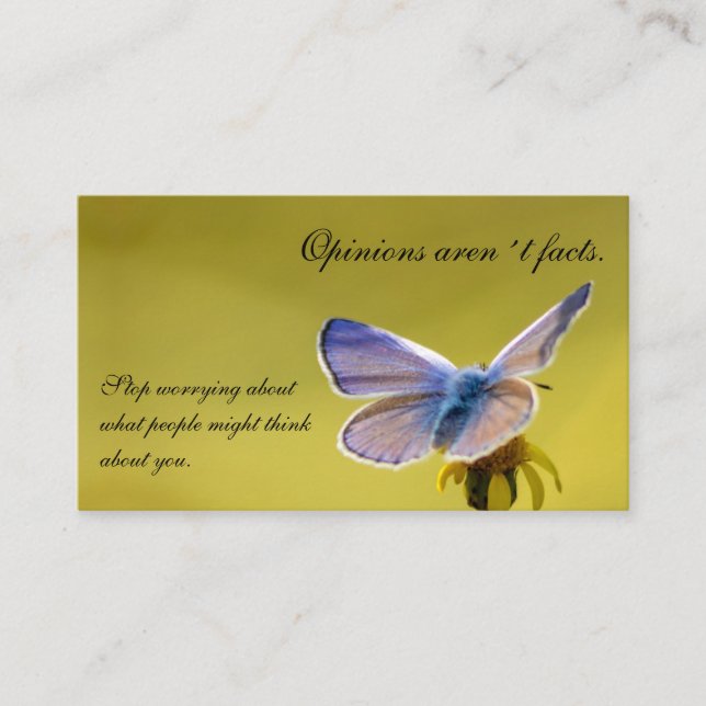 Tarjeta De Visita Hermosa mariposa con cita motivadora (Anverso)