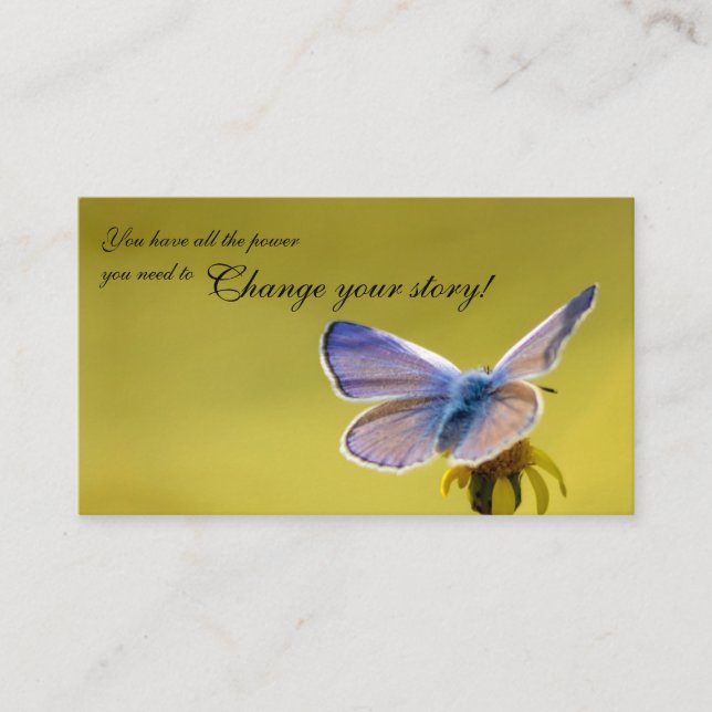 Tarjeta De Visita Hermosa mariposa con cita motivadora (Anverso)
