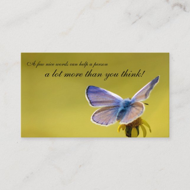Tarjeta De Visita Hermosa mariposa con cita motivadora (Anverso)