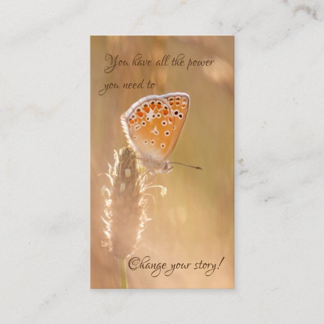 Tarjeta De Visita Hermosa mariposa con cita motivadora (Anverso)