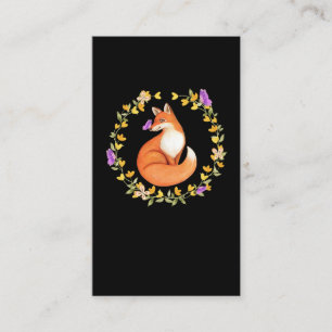 Tarjeta De Visita Hermosa mariposa floral Fox Wreath Cute