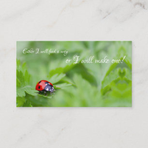 Tarjeta De Visita Hermosa mariquita con cita motivadora
