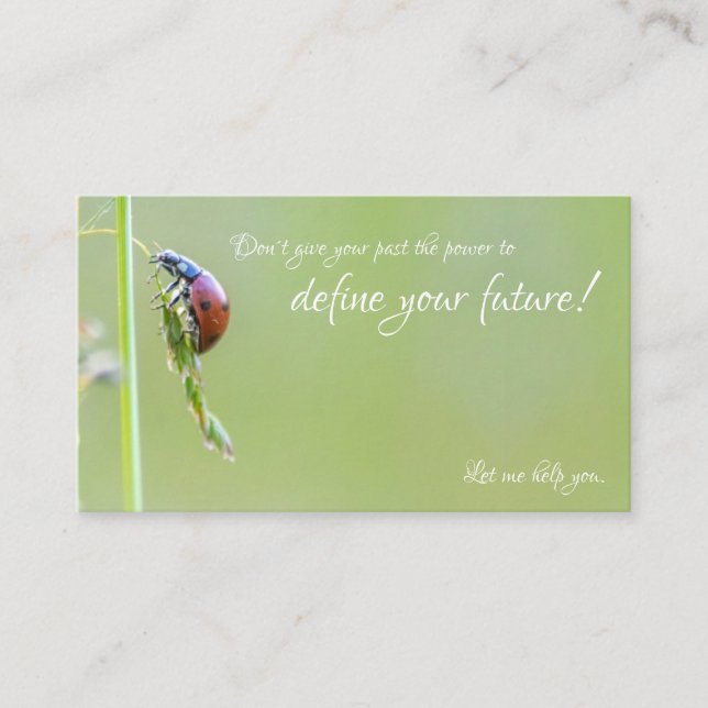 Tarjeta De Visita Hermosa mariquita con cita motivadora (Anverso)