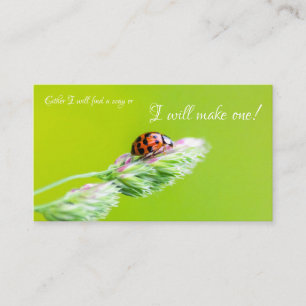 Tarjeta De Visita Hermosa mariquita con cita motivadora positiva
