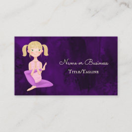 Tarjeta De Visita Hermosa meditación Chica de yoga púrpura