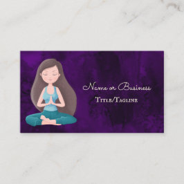 Tarjeta De Visita Hermosa meditación Chica de yoga púrpura