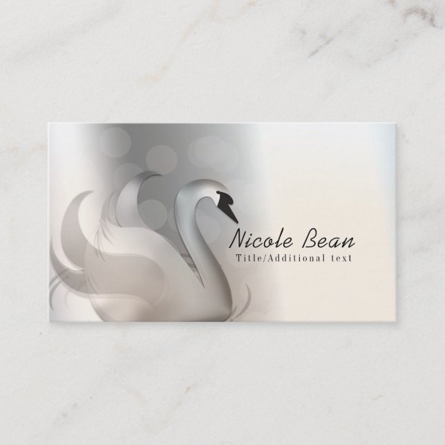 Tarjeta De Visita Hermosa Moda Personalizado elegante de cisne blanc (Anverso)