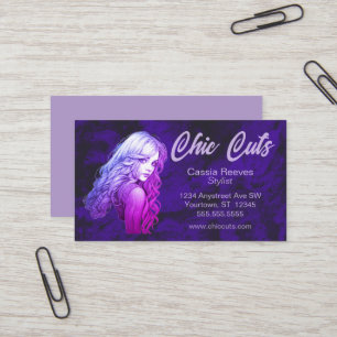 Tarjeta De Visita Hermosa Mujer Estilo Cabello Salón Belleza