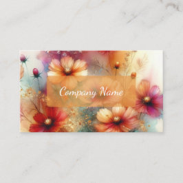 Tarjeta De Visita Hermosa Naranja y flores silvestres rojas